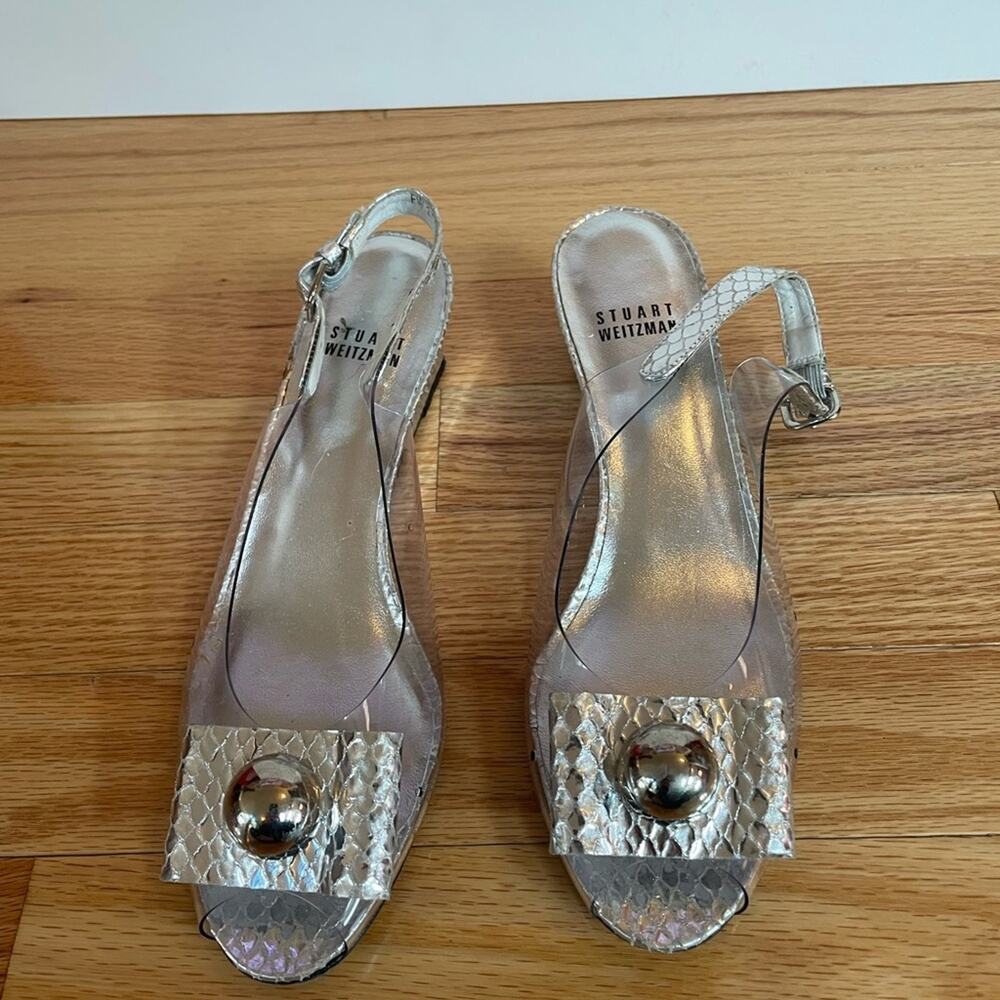Stuart Weitzman Silver‎ Slingback Heels Size 7